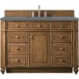 James Martin Vanities Bristol 48" Free Standing Single Basin Vanity Set with 3 cm Cala Blue Quartz Vanity Top and Rectangular Sink Saddle Brown