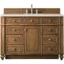 James Martin Vanities Bristol 48" Free Standing Single Basin Hardwood Vanity Set with 1-3/16" Eternal Marfil Quartz Top Saddle Brown