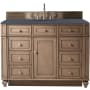James Martin Vanities Bristol 48" Free Standing Single Basin Hardwood Vanity Set with Charcoal Soapstone Quartz Top Whitewashed Walnut