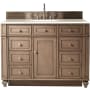 James Martin Vanities Bristol 48" Free Standing Single Basin Hardwood Vanity Set with 1-3/16" Eternal Marfil Quartz Top Whitewashed Walnut