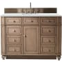 James Martin Vanities Bristol 48" Free Standing Single Basin Vanity Set with 3 cm Ethereal Noctis Quartz Vanity Top and Rectangular Sink Whitewashed Walnut