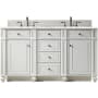 James Martin Vanities Bristol 60" Free Standing Double Basin Hardwood Vanity Set with Arctic Fall Solid Surface Top Bright White