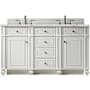 James Martin Vanities Bristol 60" Free Standing Double Basin Hardwood Vanity Set with Ethereal Noctis Stone Composite Top and Rectangular Sinks Bright White