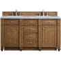 James Martin Vanities Bristol 60" Free Standing Double Basin Hardwood Vanity Set with Arctic Fall Solid Surface Top Saddle Brown