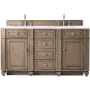James Martin Vanities Bristol 60" Free Standing Double Basin Hardwood Vanity Set with Arctic Fall Solid Surface Top Whitewashed Walnut