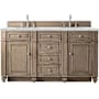 James Martin Vanities Bristol 60" Free Standing Double Basin Hardwood Vanity Set with Ethereal Noctis Stone Composite Top and Rectangular Sinks Whitewashed Walnut