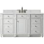 James Martin Vanities Bristol 60" Free Standing Single Basin Hardwood Vanity Set with Eternal Jasmine Pearl Quartz Top Bright White
