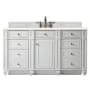 James Martin Vanities Bristol 60" Free Standing Single Basin Hardwood Vanity Set with 1-3/16" Eternal Marfil Quartz Top Bright White