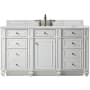 James Martin Vanities Bristol 60" Free Standing Single Basin Vanity Set with 3 cm Ethereal Noctis Quartz Vanity Top and Rectangular Sink Bright White
