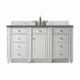 James Martin Vanities Bristol 60" Single Basin Walnut Wood Vanity Set with 3cm Parisien Bleu Silestone Quartz Vanity Top and Rectangular Sink Bright White