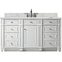 James Martin Vanities Bristol 60" Free Standing Single Basin Hardwood Vanity Set with Ethereal Noctis Stone Composite Top and Rectangular Sink Bright White