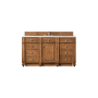 James Martin Vanities Bristol 60" Free Standing Single Basin Hardwood Vanity Set with 1-3/16" Eternal Marfil Quartz Top Saddle Brown