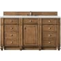 James Martin Vanities Bristol 60" Free Standing Single Basin Vanity Set with 3 cm Ethereal Noctis Quartz Vanity Top and Rectangular Sink Saddle Brown