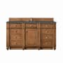 James Martin Vanities Bristol 60" Single Basin Walnut Wood Vanity Set with 3cm Parisien Bleu Silestone Quartz Vanity Top and Rectangular Sink Saddle Brown