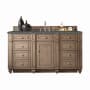 James Martin Vanities Bristol 60" Single Basin Walnut Wood Vanity Set with 3cm Parisien Bleu Silestone Quartz Vanity Top and Rectangular Sink Whitewashed Walnut