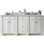 James Martin Vanities Bristol 72" Free Standing Double Basin Vanity Set with 3 cm Ethereal Noctis Quartz Vanity Top and Rectangular Sinks Bright White