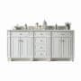 James Martin Vanities Bristol 72" Double Basin Walnut Wood Vanity Set with 3cm Lime Delight Silestone Quartz Vanity Top and Rectangular Sinks Bright White