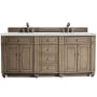 James Martin Vanities Bristol 72" Free Standing Double Basin Vanity Set with 3 cm Ethereal Noctis Quartz Vanity Top and Rectangular Sinks Whitewashed Walnut