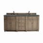 James Martin Vanities Bristol 72" Double Basin Walnut Wood Vanity Set with 3cm Parisien Bleu Silestone Quartz Vanity Top and Rectangular Sinks Whitewashed Walnut