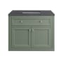 James Martin Vanities Chicago 36" Free Standing or Wall Mounted Single Basin Poplar Wood Vanity Set with 3 cm Charcoal Soapstone Quartz Vanity Top and Rectangular Sink Smokey Celadon / Brushed Nickel