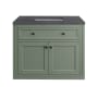 James Martin Vanities Chicago 36" Free Standing or Wall Mounted Single Basin Poplar Wood Vanity Set with 3 cm Charcoal Soapstone Quartz Vanity Top and Rectangular Sink Smokey Celadon / Matte Black