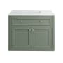 James Martin Vanities Chicago 36" Free Standing or Wall Mounted Single Basin Poplar Wood Vanity Set with 3 cm Ethereal Noctis Quartz Vanity Top and Rectangular Sink Smokey Celadon / Brushed Nickel