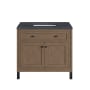 James Martin Vanities Chicago 36" Free Standing or Wall Mounted Single Basin Poplar Wood Vanity Set with 3 cm Charcoal Soapstone Quartz Vanity Top and Rectangular Sink White Washed Walnut / Matte Black