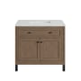James Martin Vanities Chicago 36" Free Standing or Wall Mounted Single Basin Poplar Wood Vanity Set with 3 cm Ethereal Noctis Quartz Vanity Top and Rectangular Sink White Washed Walnut / Matte Black