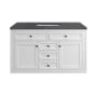 James Martin Vanities Chicago 48" Free Standing or Wall Mounted Single Basin Poplar Wood Vanity Set with 3 cm Charcoal Soapstone Quartz Vanity Top and Rectangular Sink Glossy White / Matte Black