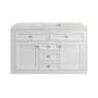 James Martin Vanities Chicago 48" Free Standing or Wall Mounted Single Basin Poplar Wood Vanity Set with 3 cm Pearl Jasmine Quartz Vanity Top and Rectangular Sink Glossy White