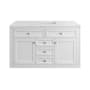 James Martin Vanities Chicago 48" Free Standing or Wall Mounted Single Basin Poplar Wood Vanity Set with 3 cm Ethereal Noctis Quartz Vanity Top and Rectangular Sink Glossy White