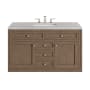 James Martin Vanities Chicago 48" Free Standing or Wall Mounted Single Basin Poplar Wood Vanity Set with 3 cm Pearl Jasmine Quartz Vanity Top and Rectangular Sink White Washed Walnut