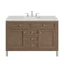 James Martin Vanities Chicago 48" Free Standing or Wall Mounted Single Basin Poplar Wood Vanity Set with 3 cm Ethereal Noctis Quartz Vanity Top and Rectangular Sink Whitewashed Walnut
