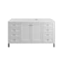 James Martin Vanities Chicago 60" Free Standing or Wall Mounted Single Basin Poplar Wood Vanity Set with 3 cm Ethereal Noctis Quartz Vanity Top and Rectangular Sink Glossy White