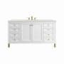 James Martin Vanities Chicago 60" Single Basin Wood Vanity Set with 3cm Lime Delight Silestone Quartz Vanity Top and Rectangular Sink Glossy White