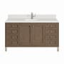 James Martin Vanities Chicago 60" Single Basin Wood Vanity Set with 3cm White Zeus Silestone Quartz Vanity Top, Backsplash and Rectangular Sink Whitewashed Walnut