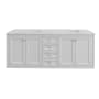 James Martin Vanities Chicago 72" Free Standing or Wall Mounted Double Basin Poplar Wood Vanity Set with 3 cm Pearl Jasmine Quartz Vanity Top and Rectangular Sinks Glossy White / Brushed Nickel