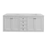 James Martin Vanities Chicago 72" Free Standing or Wall Mounted Double Basin Poplar Wood Vanity Set with 3 cm Pearl Jasmine Quartz Vanity Top and Rectangular Sinks Glossy White / Matte Black