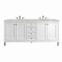 James Martin Vanities Chicago 72" Double Basin Wood Vanity Set with 3cm Victorian Silver Silestone Quartz Vanity Top and Rectangular Sinks Glossy White