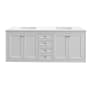 James Martin Vanities Chicago 72" Free Standing Double Basin Vanity Set with Wood Cabinet and 3cm Quartz Vanity Top Glossy White / Champagne Brass