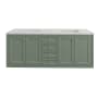 James Martin Vanities Chicago 72" Free Standing or Wall Mounted Double Basin Poplar Wood Vanity Set with 3 cm Pearl Jasmine Quartz Vanity Top and Rectangular Sinks Smokey Celadon / Brushed Nickel