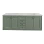 James Martin Vanities Chicago 72" Free Standing or Wall Mounted Double Basin Poplar Wood Vanity Set with 3 cm Pearl Jasmine Quartz Vanity Top and Rectangular Sinks Smokey Celadon / Matte Black