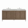 James Martin Vanities Chicago 72" Double Basin Wood Vanity Set with 3cm Victorian Silver Silestone Quartz Vanity Top and Rectangular Sinks Whitewashed Walnut