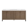 James Martin Vanities Chicago 72" Free Standing Double Basin Vanity Set with Wood Cabinet and 3cm Quartz Vanity Top White Washed Walnut / Matte Black