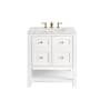 James Martin Vanities Breckenridge 30" Free Standing Single Basin Poplar Wood Vanity Set with Quartz Top and Rectangular Sink Bright White