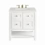 James Martin Vanities Breckenridge 30" Free Standing Single Basin Poplar Wood Vanity Set with Quartz Top and Rectangular Sink Bright White
