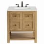 James Martin Vanities Breckenridge 30" Free Standing Single Basin Poplar Wood Vanity Set with Quartz Top and Rectangular Sink Light Natural Oak