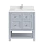 James Martin Vanities Breckenridge 30" Free Standing Single Basin Poplar Wood Vanity Set with Quartz Top and Rectangular Sink Serenity Blue