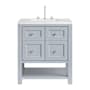 James Martin Vanities Breckenridge 30" Free Standing Single Basin Poplar Wood Vanity Set with Solid Surface Top and Rectangular Sink Serenity Blue