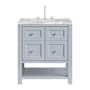 James Martin Vanities Breckenridge 30" Free Standing Single Basin Poplar Wood Vanity Set with Marble Top and Rectangular Sink Serenity Blue